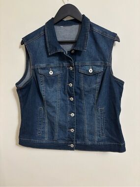 Stretch Dark Blue Denim Vest